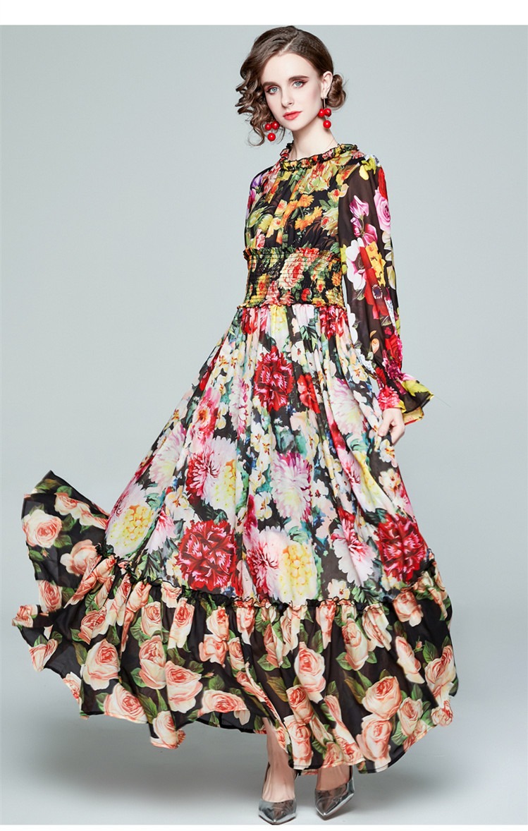 Vestido longo floral em musseline