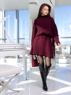 Conjunto de tricô vinho