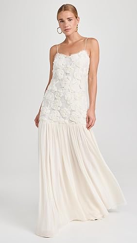 Vestido longo branco com flores